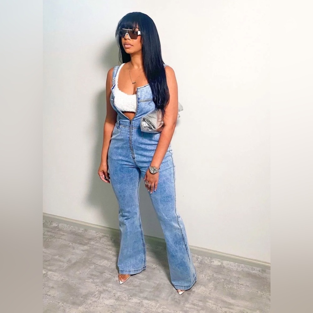 TJL COLLECTION Tall Denim Jumpsuit